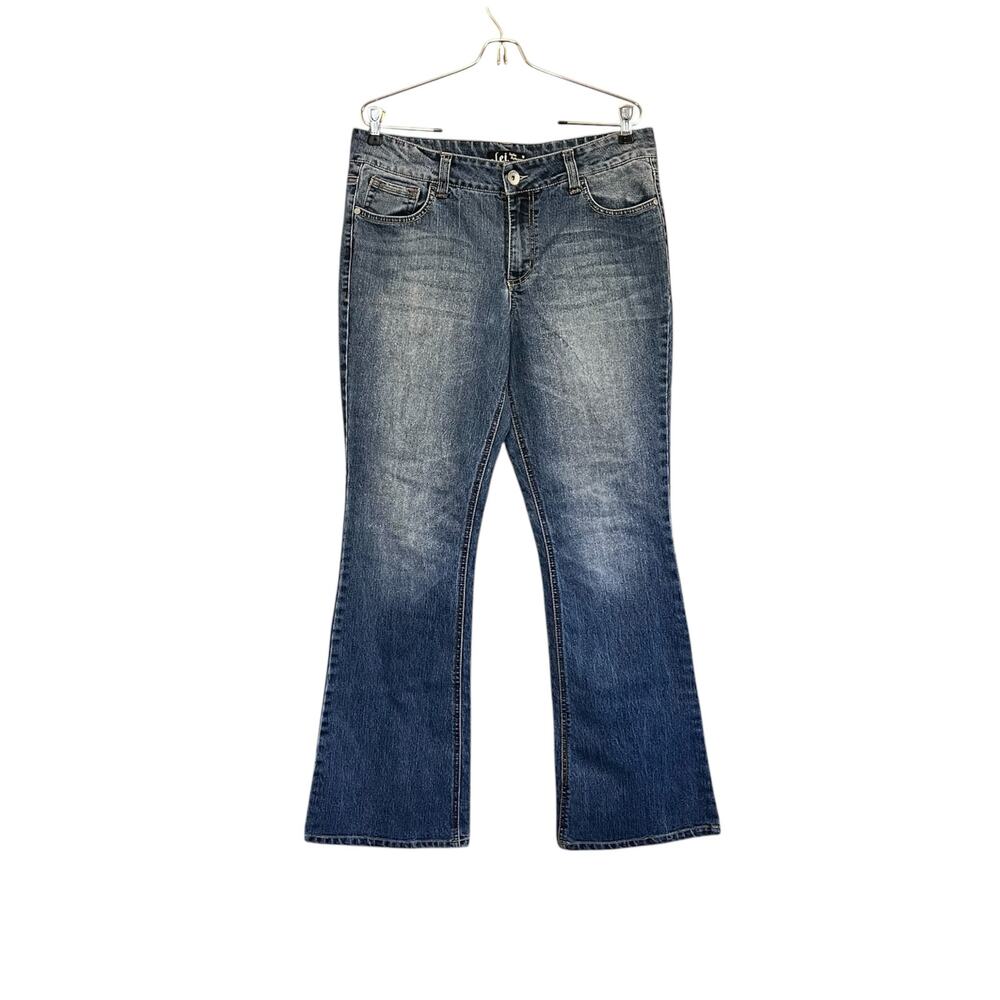 LEI Sophia Hip Hugger Flare Jeans Size 13 Juniors Y2K Low Bootcut Stretch Denim